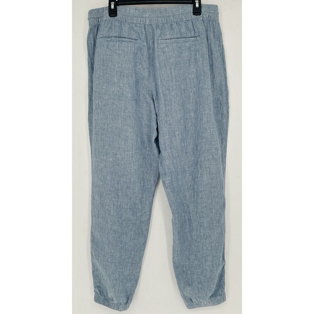 Athleta Sz 14 Linen Chambray Elas Wst Drawstring Wide Leg Jogger Pkts Athleisure - Picture 3 of 8